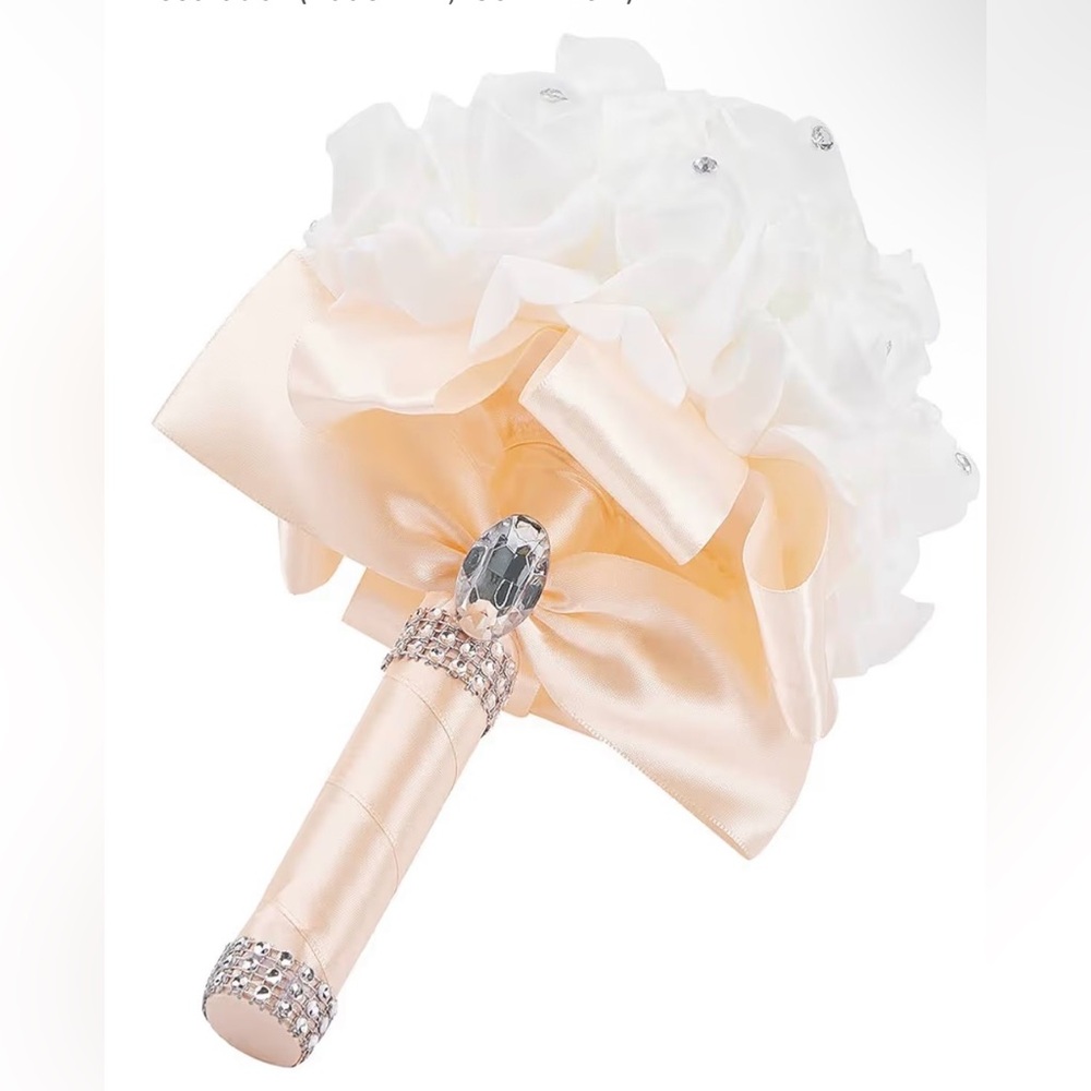 Elegant White and Peach Bridal Bouquet